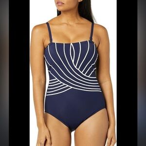 Gottex Navy/White adjustable strap or strapless one piece bathing suit 6